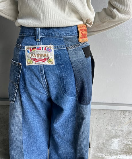 remake wide volume diffarence denim pants B