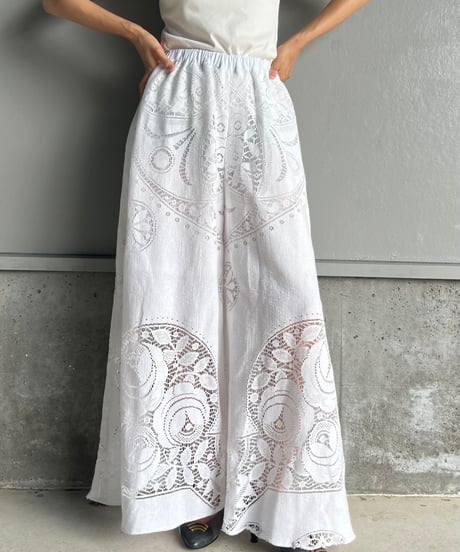 remake vintage lace wide pants E