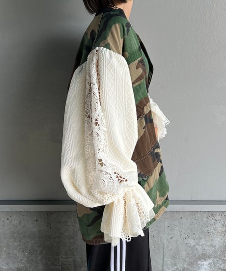 remake balloon sleeve military jacket A