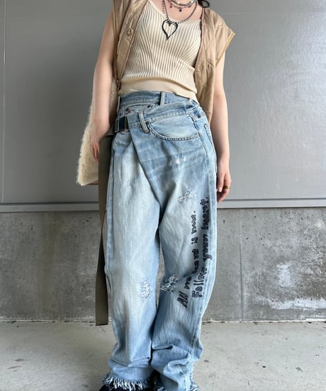 remake differences message denim pants D