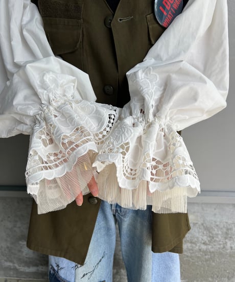 remake balloon sleeve military jacket
