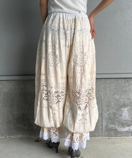 remake vintage lace jogger pants A