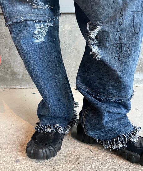 remake differences message denim pants A