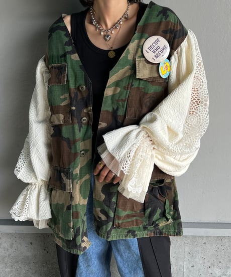 remake balloon sleeve military jacket A