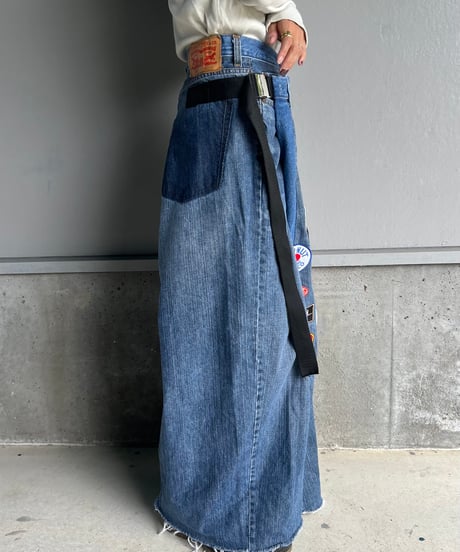 remake wide volume diffarence denim pants B