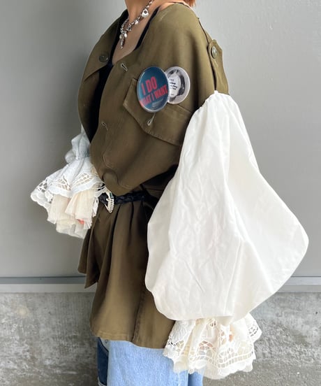 remake balloon sleeve military jacket