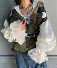 remake ballon sleeve military jacket A
