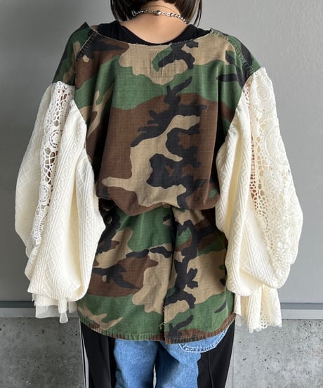 remake balloon sleeve military jacket A