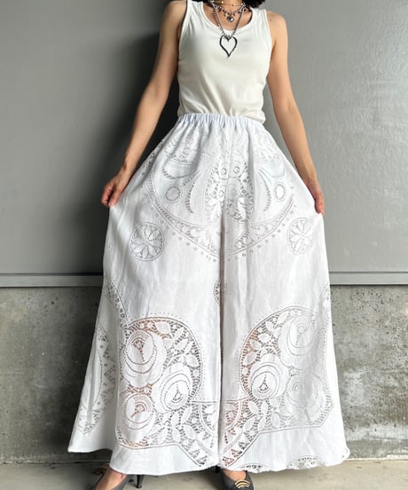remake vintage lace wide pants E