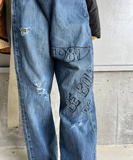 remake differences message denim pants A
