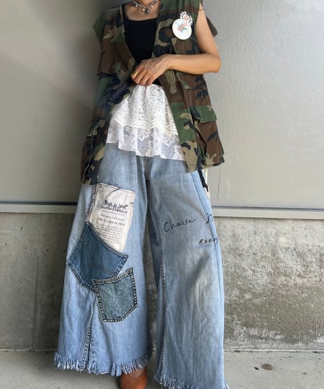 remake wide volume denim pants B