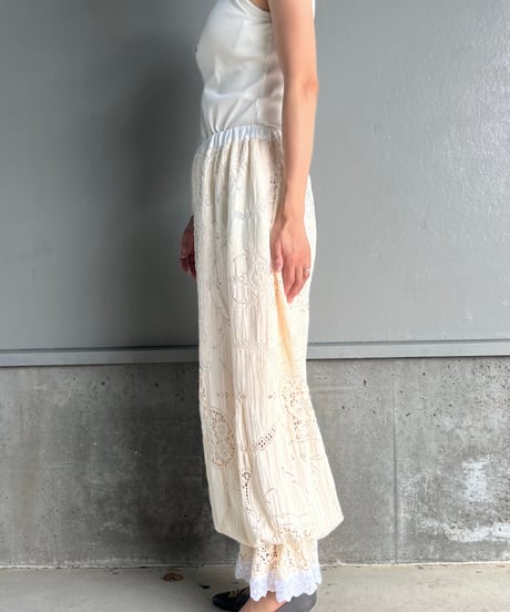 remake vintage lace jogger pants A