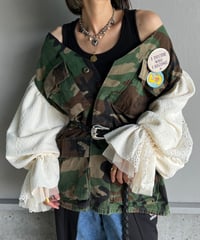 remake balloon sleeve military jacket A