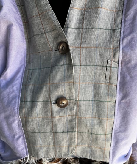 remake shirt tailored no collar jacket