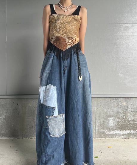 remake wide volume denim pants A