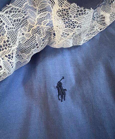 remake lace veil denim  shirt