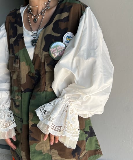 remake ballon sleeve military jacket A