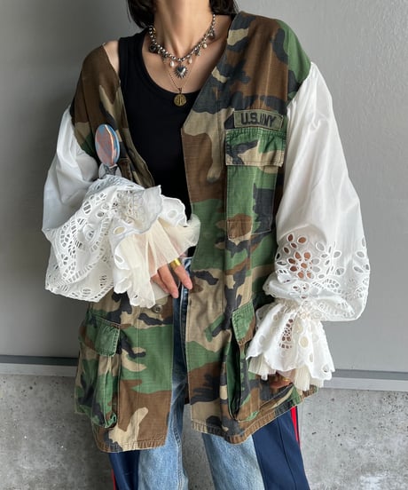 remake balloon sleeve military jacket B