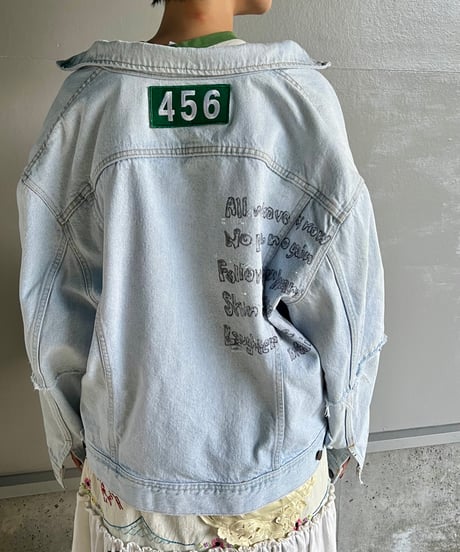 remake damage unique denim jacket