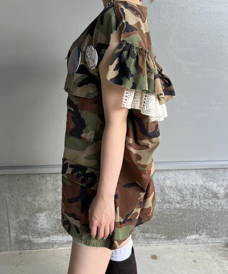 remake military frill vest