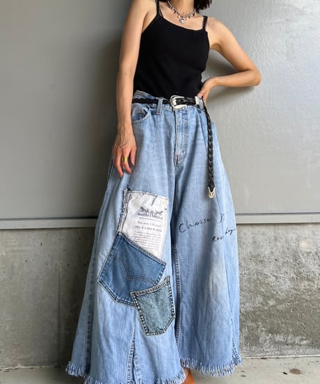 remake wide volume denim pants B