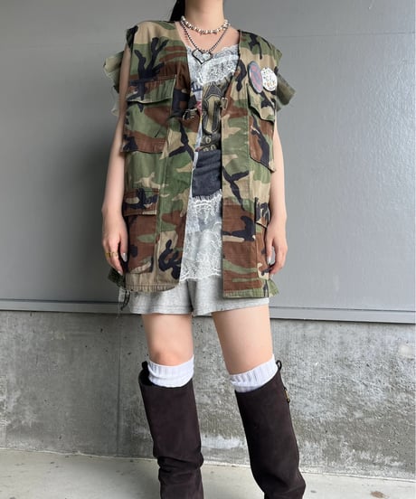 remake military frill vest