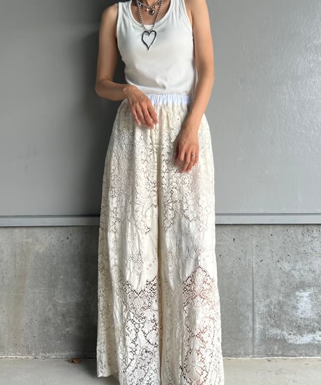 remake vintage lace wide pants A