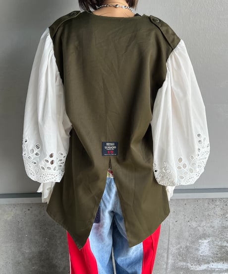remake balloon sleeve military jacket