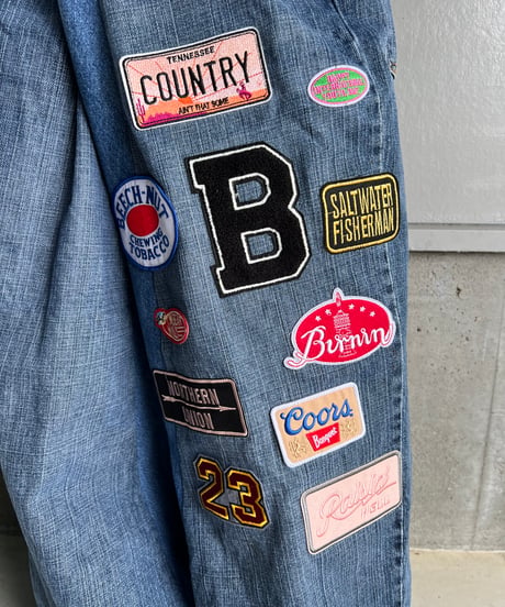 remake wide volume diffarence denim pants B