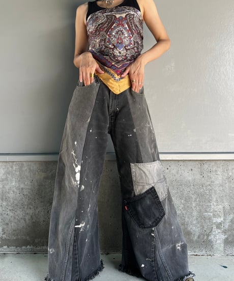 remake wide volume denim pants
