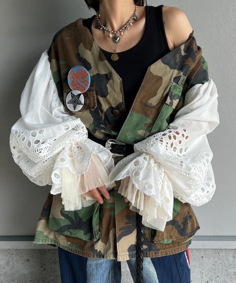 remake balloon sleeve military jacket B