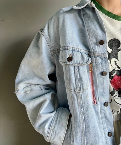 remake damage unique denim jacket