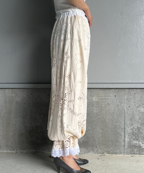 remake vintage lace jogger pants A