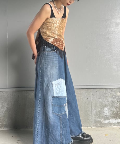 remake wide volume denim pants A