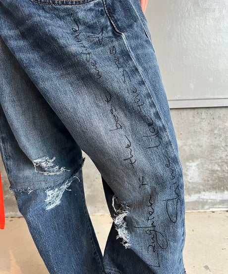 remake differences message denim pants A