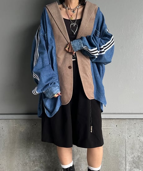 remake denim shirt tailored  jacket