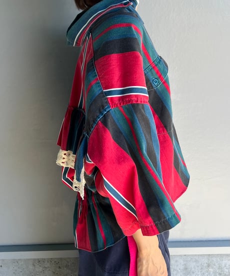remake frill colorful half shirt