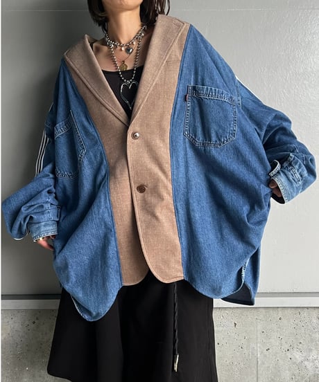 remake denim shirt tailored  jacket