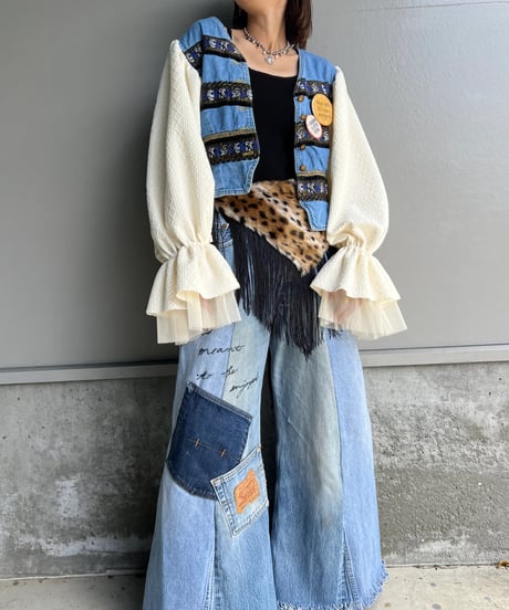 remake balloon sleeve  denim jacket A