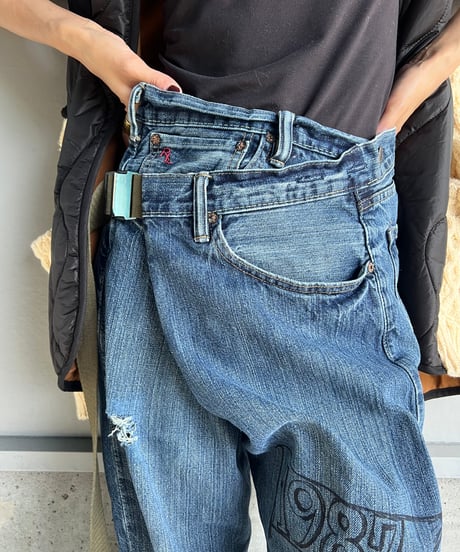 remake differences message denim pants A