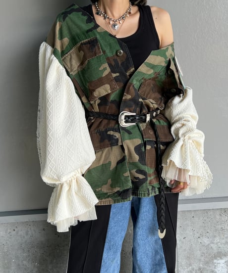 remake balloon sleeve military jacket A