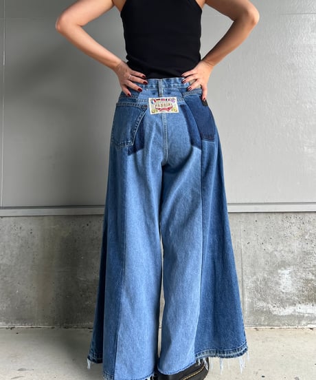 remake wide volume diffarence denim pants A