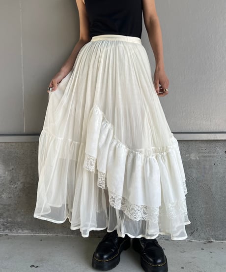remake asymmetry see-through skirt
