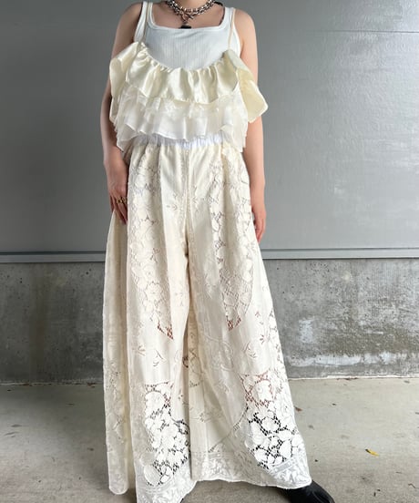remake vintage lace wide pants B