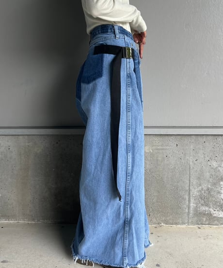 remake wide volume diffarence denim pants B