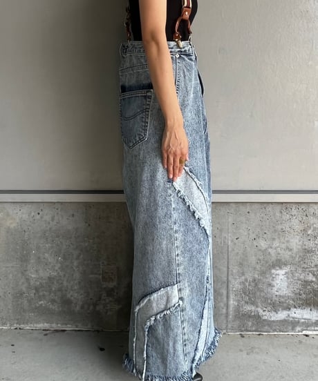 remake denim long skirt