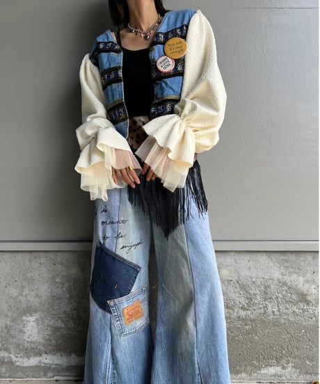 remake balloon sleeve  denim jacket A