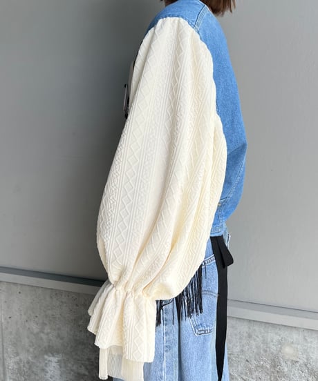 remake balloon sleeve  denim jacket A