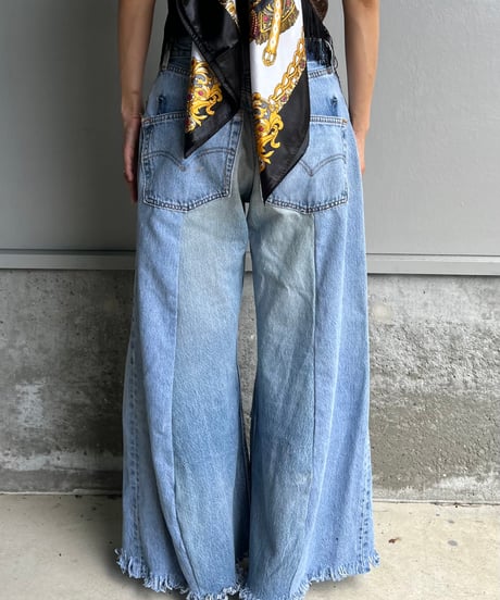 remake wide volume denim pants A