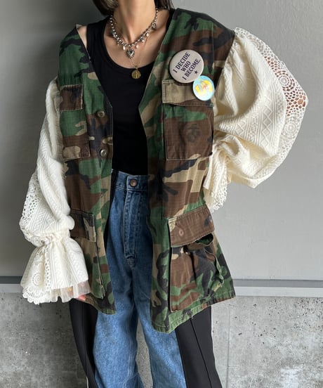 remake balloon sleeve military jacket A